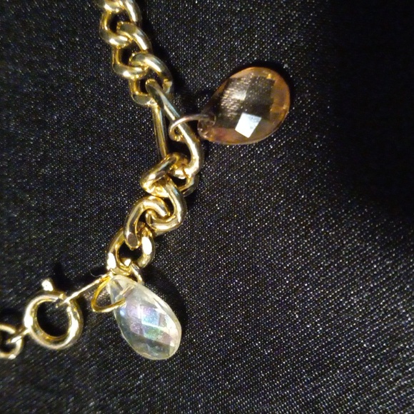 Vintage Figaro chain bracelet with Crystal charms and sun charm. 7" - Picture 3 of 6